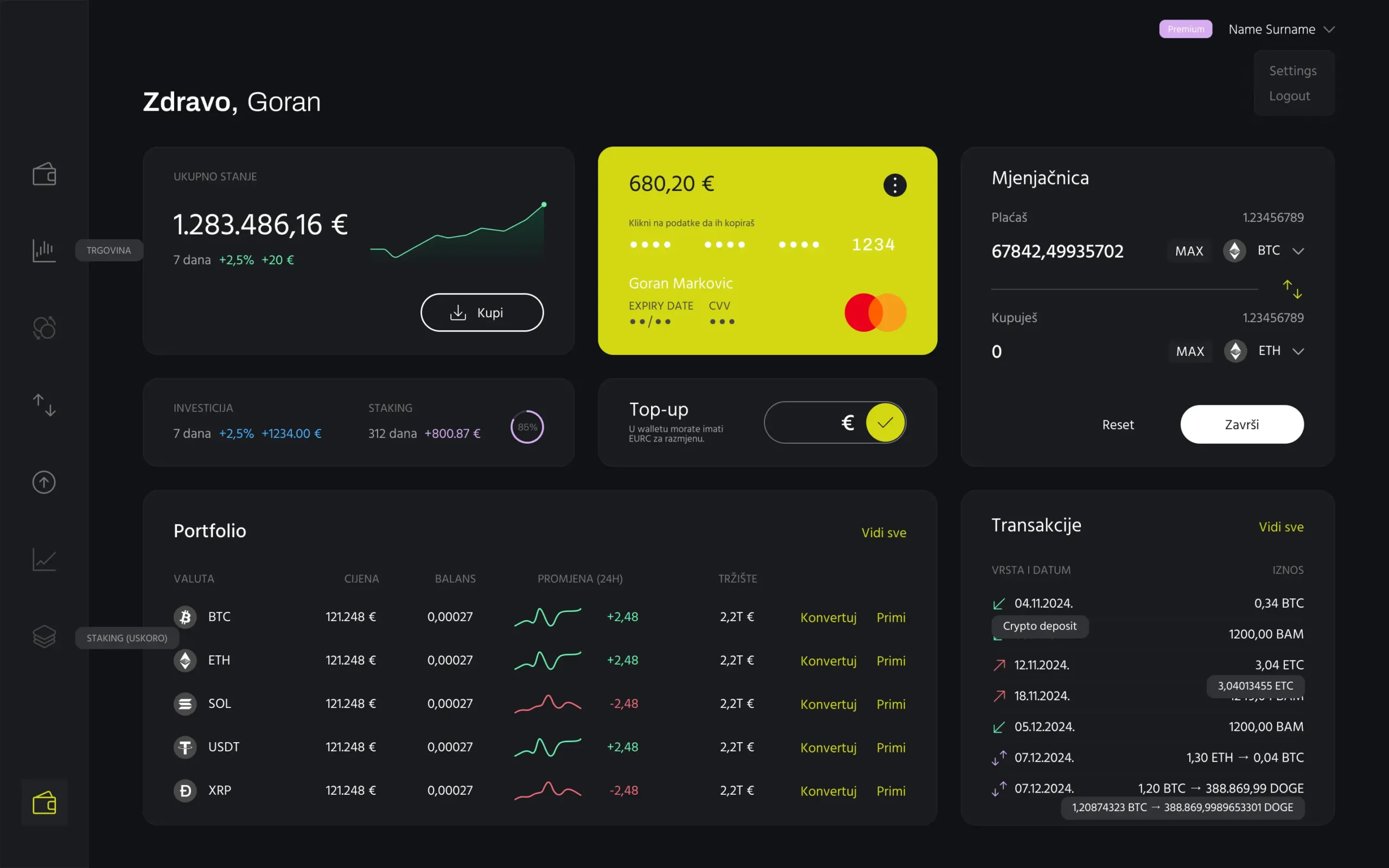 Izgled ACX wallet-a